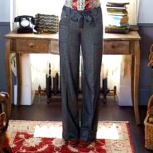 Anthropologie Elevenses Wide Leg Herringbone Trousers